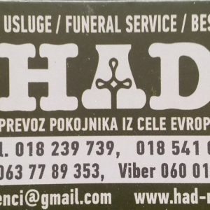 Pogrebna oprema Niš, Pogrebne usluge HAD Niš