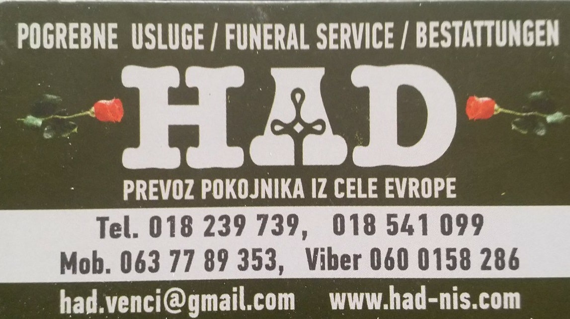 Pogrebna oprema Niš, Pogrebne usluge HAD Niš