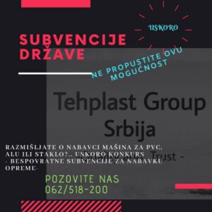 Mašine i staklo za PVC i ALU stolariju TEH-PLAST GROUP Indjija