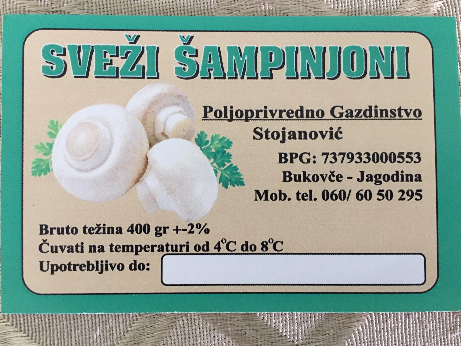 Proizvodnja i prodaja šampinjona STOJANOVIĆ Jagodina
